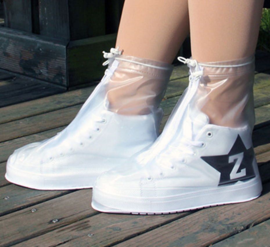Couvre-chaussures à semelles épaisses imperméables en PVC à la mode,  anti-glisse Taille: XL (Rose)